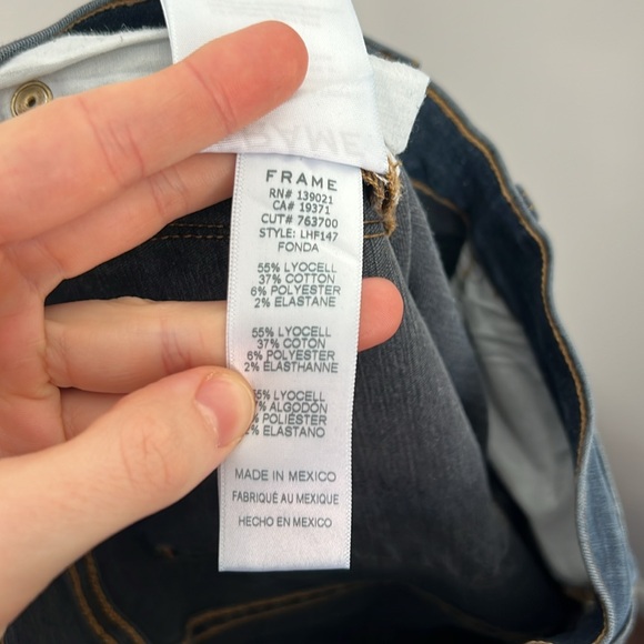 Frame Le Pixie Le High Flare dark medium blue jeans Fonda high rise bell bottoms - Picture 6 of 9